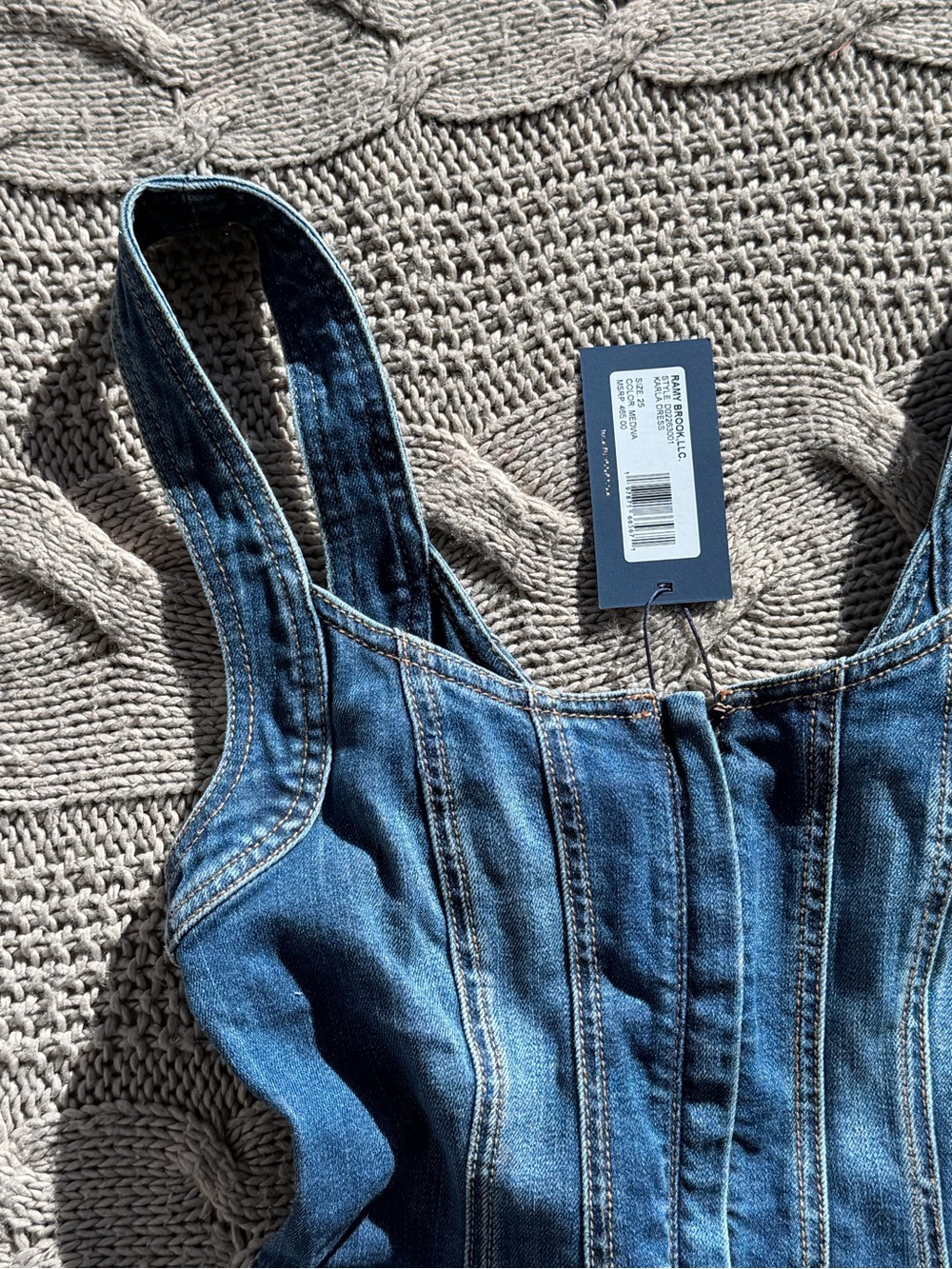 Brand new Ramy Brook Blue Denim Mini Dress with Patch Pockets - Picture 7 of 10